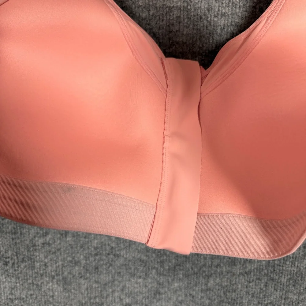 Athleta Womens Size 36D‎ Sports Bra Peach Orange Advance Zip Front Racerback